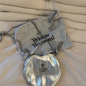 Vivienne Westwood Metallic Silver Heart Bag
